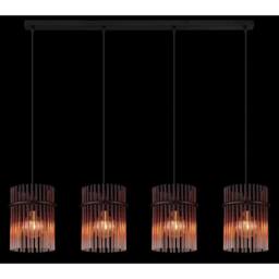 Netlighting Gorley Bar Pendant Matt Black Blackberry Glass Shade 4x E27 - thumbnail 5