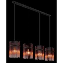 Netlighting Gorley Bar Pendant Matt Black Blackberry Glass Shade 4x E27 - thumbnail 3