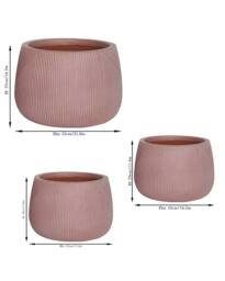 Dibor Set of 3 Terracotta Symmetry Stripe Fibre Clay Indoor Outdoor Garden Planters - Size: Large - thumbnail 6