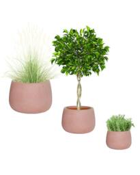 Dibor Set of 3 Terracotta Symmetry Stripe Fibre Clay Indoor Outdoor Garden Planters - Size: Large - thumbnail 2