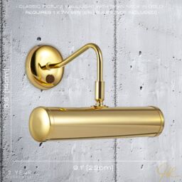 Happy Homewares Classic Traditional Adjustable Picture Wall Light with Swan Neck & Switch Button in Gold - thumbnail 6