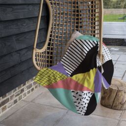 Benjamin Tate Design Retro Themed Geometrics Blanket in Natural - Size: 120 cm x 150 cm - thumbnail 4