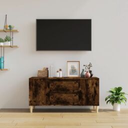 Berkfield Home TV Cabinet Smoked Oak 102x44.5x50 cm Engineered Wood in Brown - thumbnail 3