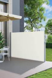 Garden Sanctuary 3mW Grey Outdoor Retractable Privacy Side Awning in Beige