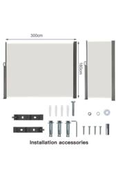 Garden Sanctuary 3mW Grey Outdoor Retractable Privacy Side Awning in Beige - thumbnail 6