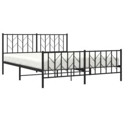 Berkfield Home Metal Bed Frame with Headboard & Footboard Black 160x200 cm - thumbnail 3