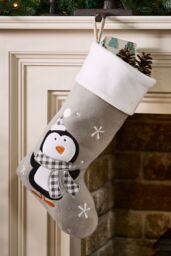 Dibor Set of 4 Grey Penguin Xmas Tree Decoration Christmas Gift Bag - Size: 4 Pack - thumbnail 1