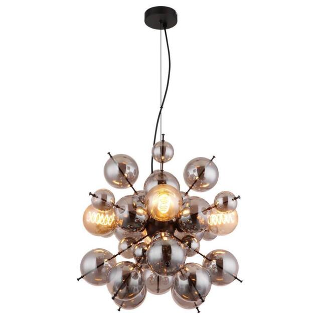Netlighting Udo Globe Pendant Matt Black Balls Smoke Glass Shade 4x E27 - image 1