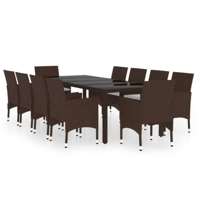 Berkfield Home 11 Piece Garden Dining Set Poly Rattan Brown - image 1