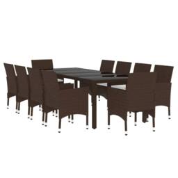 Berkfield Home 11 Piece Garden Dining Set Poly Rattan Brown - thumbnail 3