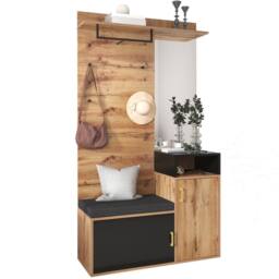 Merax Hallway Storage Set with Mirror & Shoe Bench in Natural - thumbnail 3
