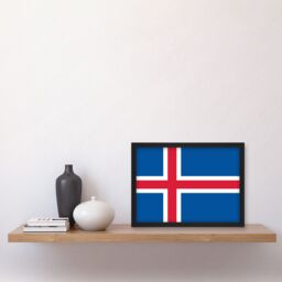 Artery8 Iceland National Flag Vexillology World Flags Country Region Poster Artwork Framed Wall Art Print A4 in Black - thumbnail 2