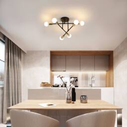 COMELY Industrial Chandelier, 6 Lights Vintage Gold & Black Ceiling Lights - thumbnail 3