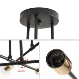 COMELY Industrial Chandelier, 6 Lights Vintage Gold & Black Ceiling Lights - thumbnail 8