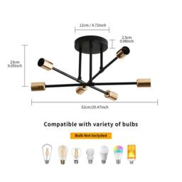 COMELY Industrial Chandelier, 6 Lights Vintage Gold & Black Ceiling Lights - thumbnail 6