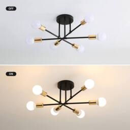 COMELY Industrial Chandelier, 6 Lights Vintage Gold & Black Ceiling Lights - thumbnail 7