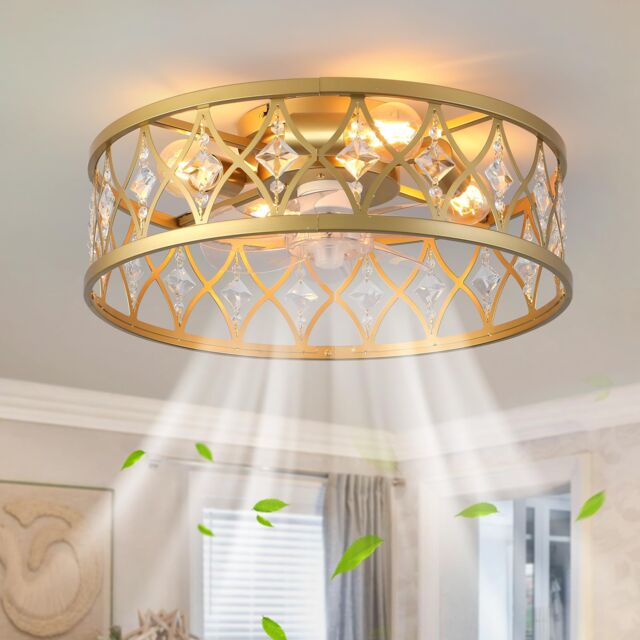 Garwarm 4 Lights Caged Ceiling Fan with Lights Gold - image 1