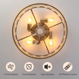 Garwarm 4 Lights Caged Ceiling Fan with Lights Gold - thumbnail 6