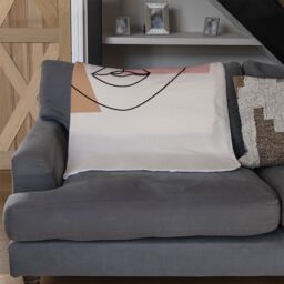 Benjamin Tate Design minimal line drawing of womans face Designer Blanket in Natural - Size: 120 cm x 150 cm - thumbnail 2
