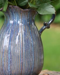 Dibor Aegean Blue Fluted Ceramic Decoration Pitcher Jug Vase - Size: Large - thumbnail 5