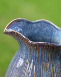 Dibor Aegean Blue Fluted Ceramic Decoration Pitcher Jug Vase - Size: Large - thumbnail 3