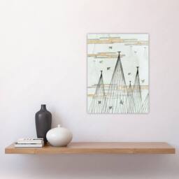 "Artery8 Skyscape Birds Flying Vintage Japan Wall Art Print Bijutsukai in Blue - Size: W24"" x H32""" - thumbnail 4