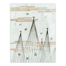 "Artery8 Skyscape Birds Flying Vintage Japan Wall Art Print Bijutsukai in Blue - Size: W24"" x H32""" - thumbnail 1