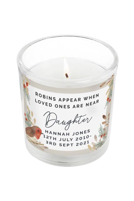 Personalised Memento Company Personalised Robins Appear Memorial Scented Jar Candle in Off-White - image 1