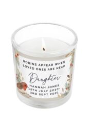 Personalised Memento Company Personalised Robins Appear Memorial Scented Jar Candle in Off-White - thumbnail 1