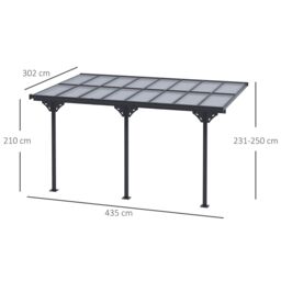 OUTSUNNY Outdoor Patio Gazebo Pergola, Aluminum Post, 4.35 x 3 m PC Roof in Grey - thumbnail 3
