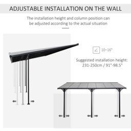 OUTSUNNY Outdoor Patio Gazebo Pergola, Aluminum Post, 4.35 x 3 m PC Roof in Grey - thumbnail 4