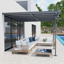OUTSUNNY Outdoor Patio Gazebo Pergola, Aluminum Post, 4.35 x 3 m PC Roof in Grey - thumbnail 1