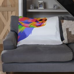 Benjamin Tate Design Amazing Illustration Dog Pop Art Designer Blanket in Natural - Size: 120 cm x 150 cm - thumbnail 2