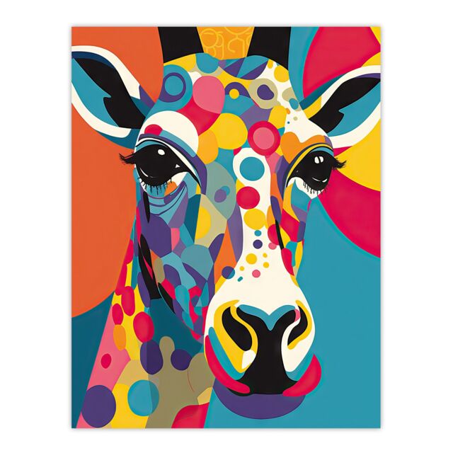"Artery8 Wall Art Print Colourful Giraffe Graphic Artwork Zoo Animal Geometric Patterns & Shapes Kids Bedroom Painting Poster - Size: W18"" x H24""" - image 1