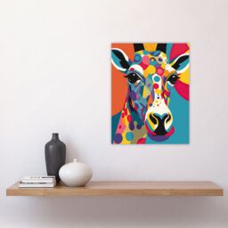 "Artery8 Wall Art Print Colourful Giraffe Graphic Artwork Zoo Animal Geometric Patterns & Shapes Kids Bedroom Painting Poster - Size: W18"" x H24""" - thumbnail 4