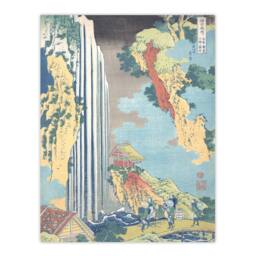 "Artery8 Ono Waterfall On The Kisokaido Vintage Wall Art Print Hokusai in Orange - Size: W12"" x H16""" - thumbnail 1
