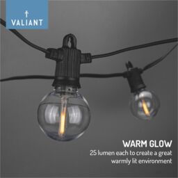 Valiant Outdoor Garden String Bulb Lights 12.5 Metres - Festoon Eddison Bulb Style in Clear - thumbnail 4