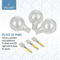 Valiant Outdoor Garden String Bulb Lights 12.5 Metres - Festoon Eddison Bulb Style in Clear - thumbnail 9