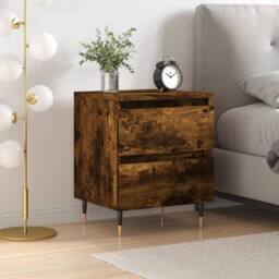 Berkfield Home Elegant Bedside Cabinet Smoked Oak 40x35x50 cm Engineered Wood in Brown - Size: 40 x 35 x 50 cm - thumbnail 2