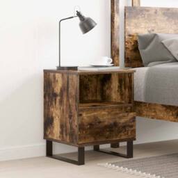 Berkfield Home Modern Bedside Cabinet Smoked Oak 40x35x50 cm Engineered Wood in Brown - Size: 40 x 35 x 50 cm - thumbnail 2