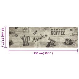Berkfield Home Kitchen Rug Washable Coffee Grey 45x150 cm Velvet - thumbnail 5