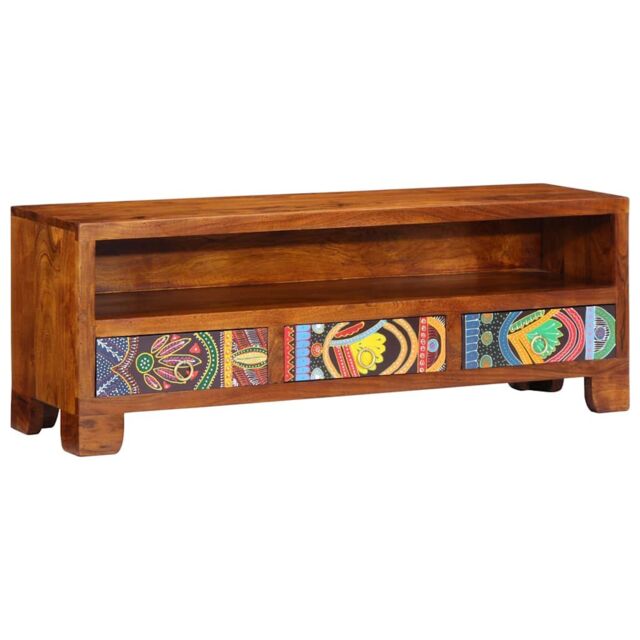 Berkfield Home TV Cabinet Multicolour 110x30x40 Solid Wood Acacia - image 1