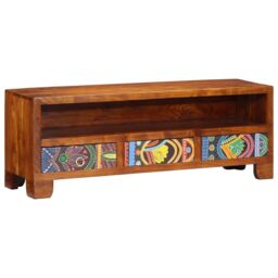 Berkfield Home TV Cabinet Multicolour 110x30x40 Solid Wood Acacia - thumbnail 2