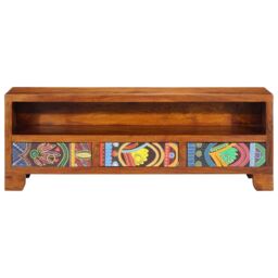 Berkfield Home TV Cabinet Multicolour 110x30x40 Solid Wood Acacia - thumbnail 5
