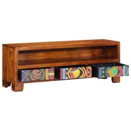 Berkfield Home TV Cabinet Multicolour 110x30x40 Solid Wood Acacia - thumbnail 4