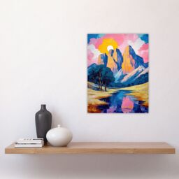 "Artery8 Colorado Mountain Peaks Colourful Landscape Wall Art Print - Size: W24"" x H32""" - thumbnail 4