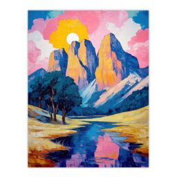 "Artery8 Colorado Mountain Peaks Colourful Landscape Wall Art Print - Size: W24"" x H32""" - thumbnail 1