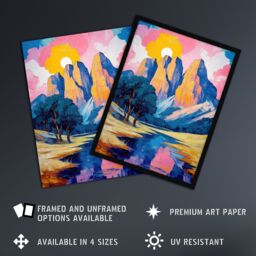 "Artery8 Colorado Mountain Peaks Colourful Landscape Wall Art Print - Size: W24"" x H32""" - thumbnail 2