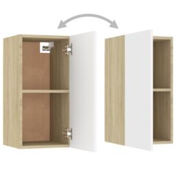 Berkfield Home TV Cabinet White & Sonoma Oak 30.5x30x60 cm Engineered Wood - thumbnail 6