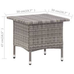 Berkfield Home Tea Table Grey 50x50x47 cm Poly Rattan - Size: 50 x 50 x 47 cm - thumbnail 5